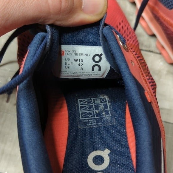 On cloud women's crimson navy running shoes - Picture 6 of 6